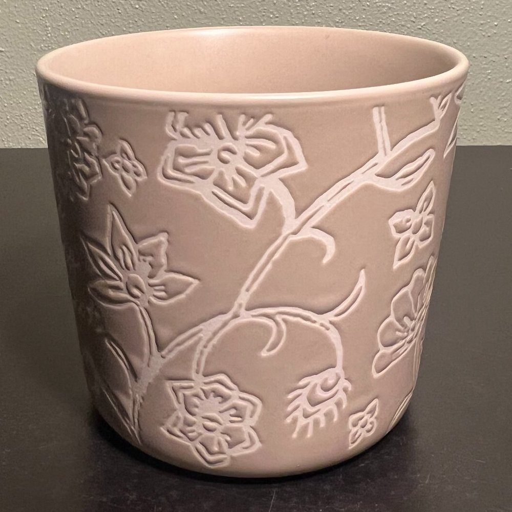 THRESHOLD “You’re Doing Great” Beige w/ Incised White Flowers Stoneware Mug - Picture 2 of 7